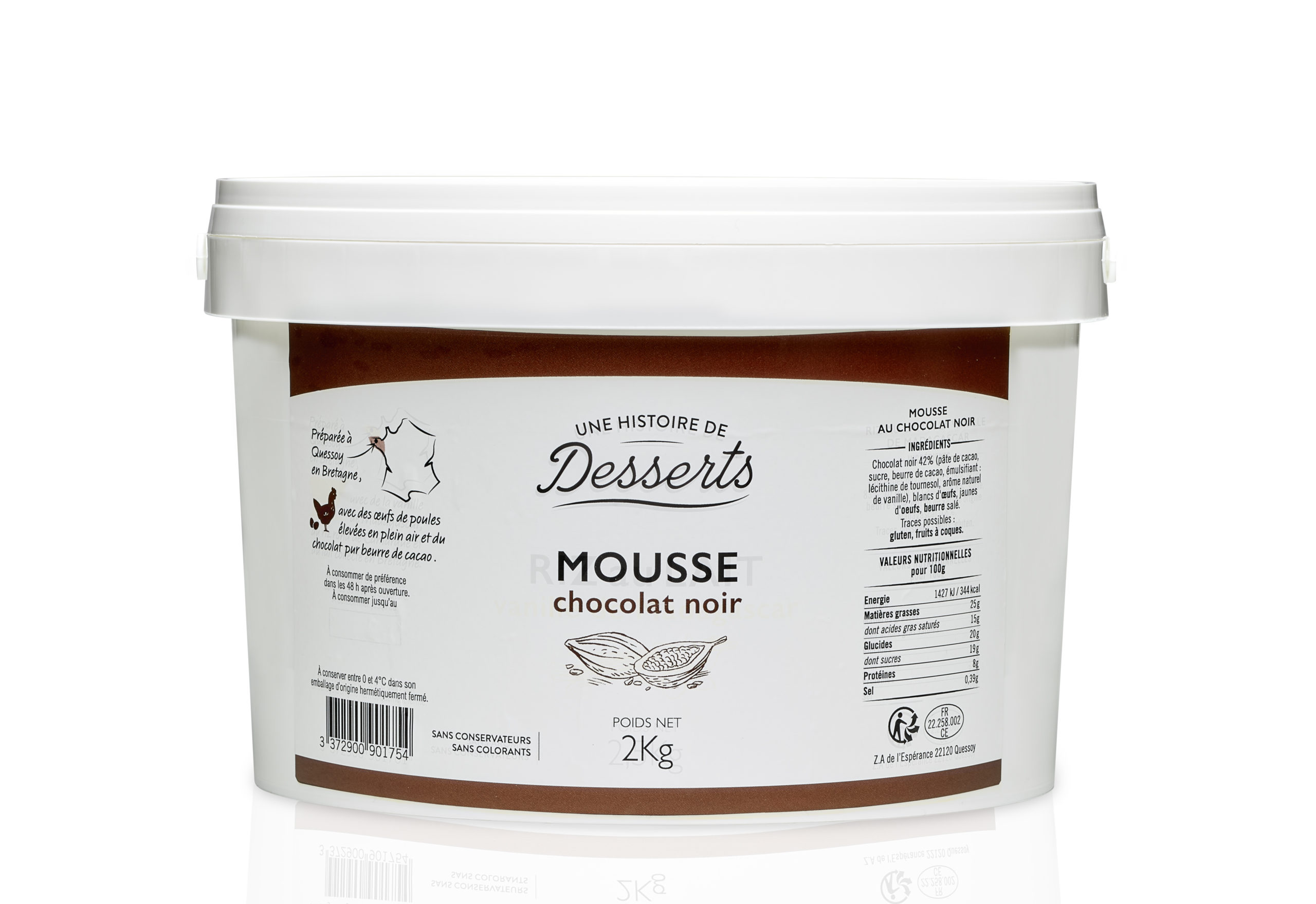 Mousse au chocolat noir en seau 2kg - Marie Morin (Pro)